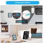 GEEVON Termómetro y higrómetro digital inalámbrico con reloj - Uso interior/exterior, escala dual (Fahrenheit/Celsius), monitor de temperatura y humedad de alta precisión, montable en la pared