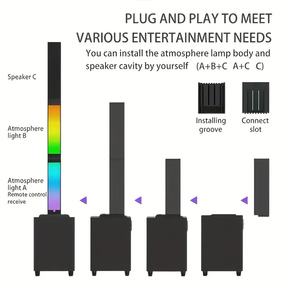 Sistema de megafonía portátil Active Powered Column Line Array, altavoz sin varillas con subwoofer, sistema de sonido de altavoz TWS, altavoz de audio sin varillas tipo división con mezclador de 3 canales, altavoces inalámbricos potentes y ruidosos, luces