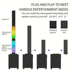 Sistema de megafonía portátil Active Powered Column Line Array, altavoz sin varillas con subwoofer, sistema de sonido de altavoz TWS, altavoz de audio sin varillas tipo división con mezclador de 3 canales, altavoces inalámbricos potentes y ruidosos, luces