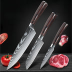 Juego de cuchillos de cocina 1/3 piezas, cuchillos de cocina forjados a mano, cuchillo Santoku de 20 cm, cuchillo para rebanar de 12.5 cm, cuchillo para pelar de 9.5 cm, adecuado para cocina casera, hoteles, restaurantes, regalos de cocina para vacaciones