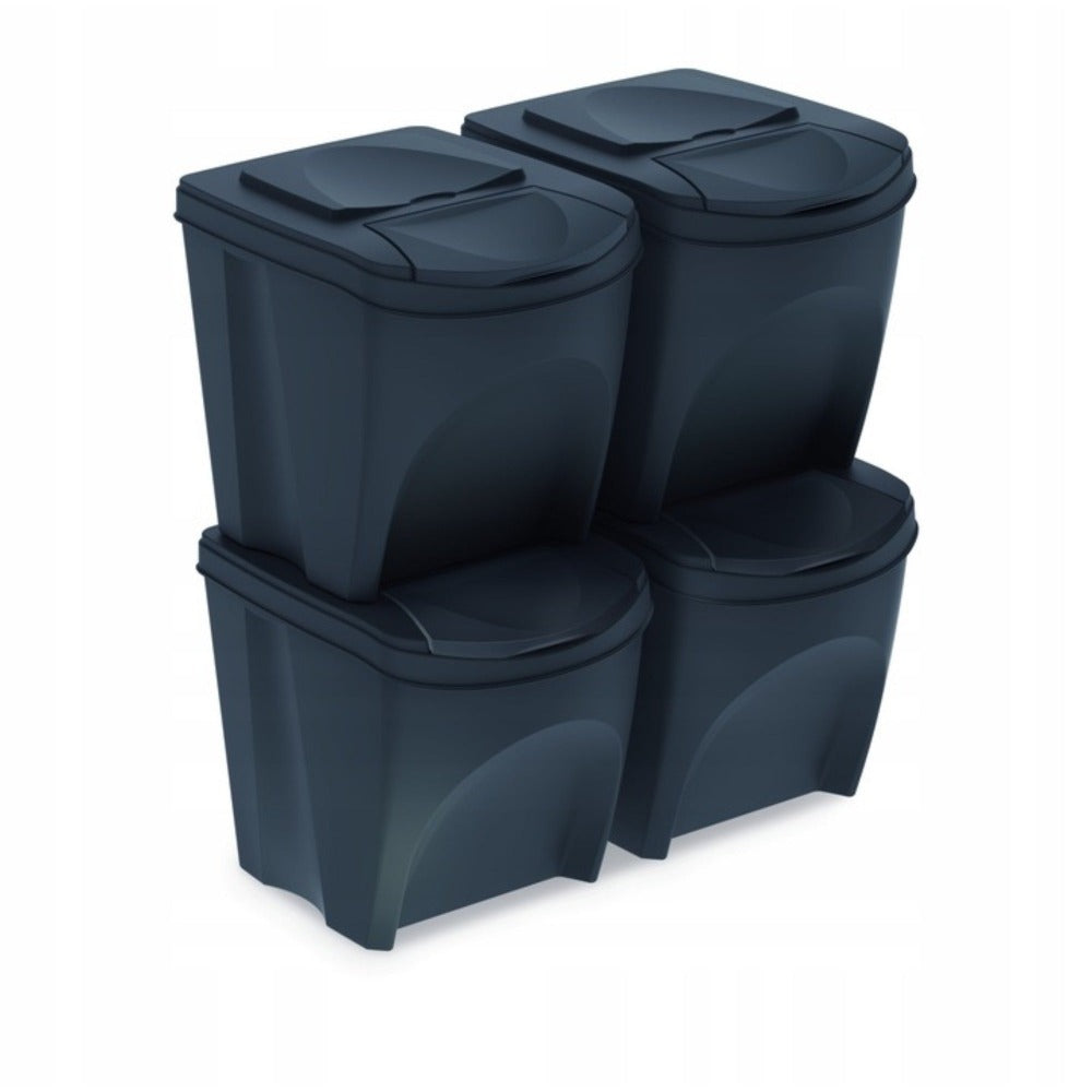 Set de 4 cubos de basura KEDEN SORTIBOX papelera reciclaje volumen 4x25L