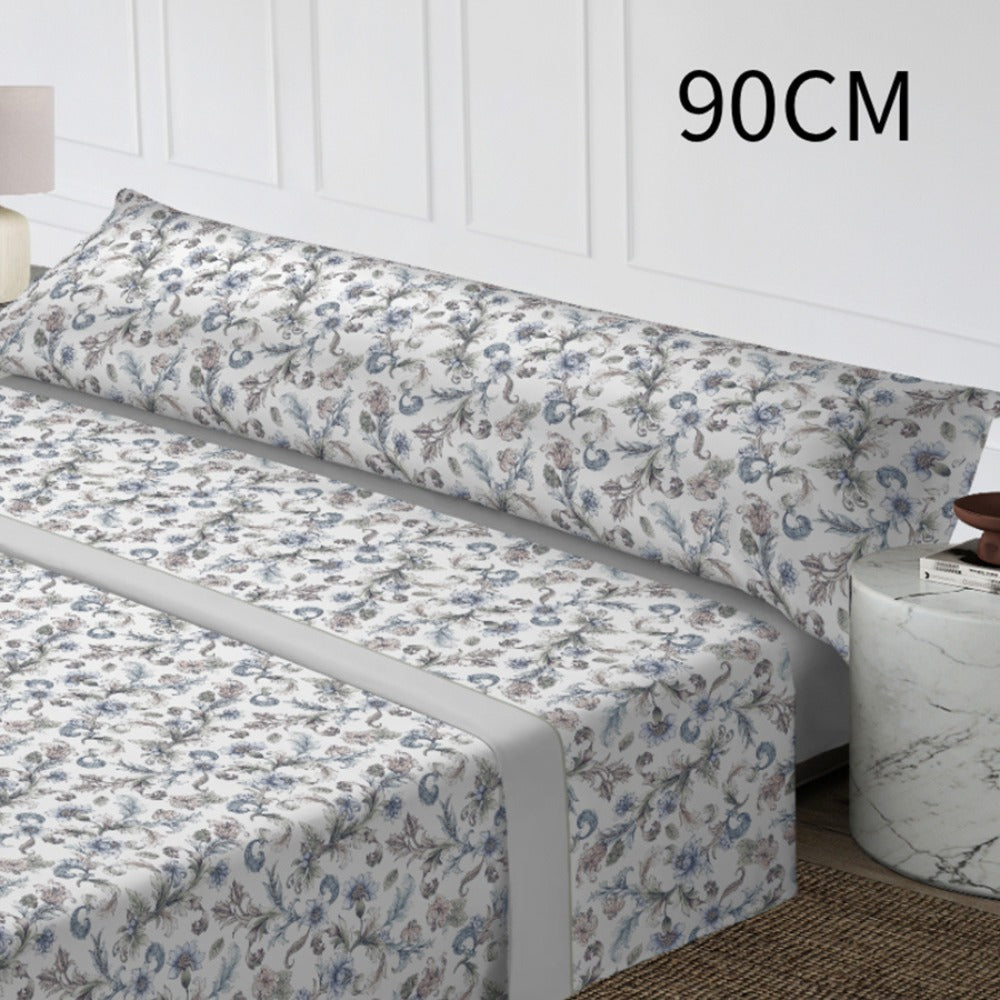 Juego de cama de tres piezas apto para todas las estaciones, que incluye una sábana, una sábana ajustable y fundas de almohada. Medidas: 90 cm, 105 cm, 135 cm, 150 cm y 180 cm.