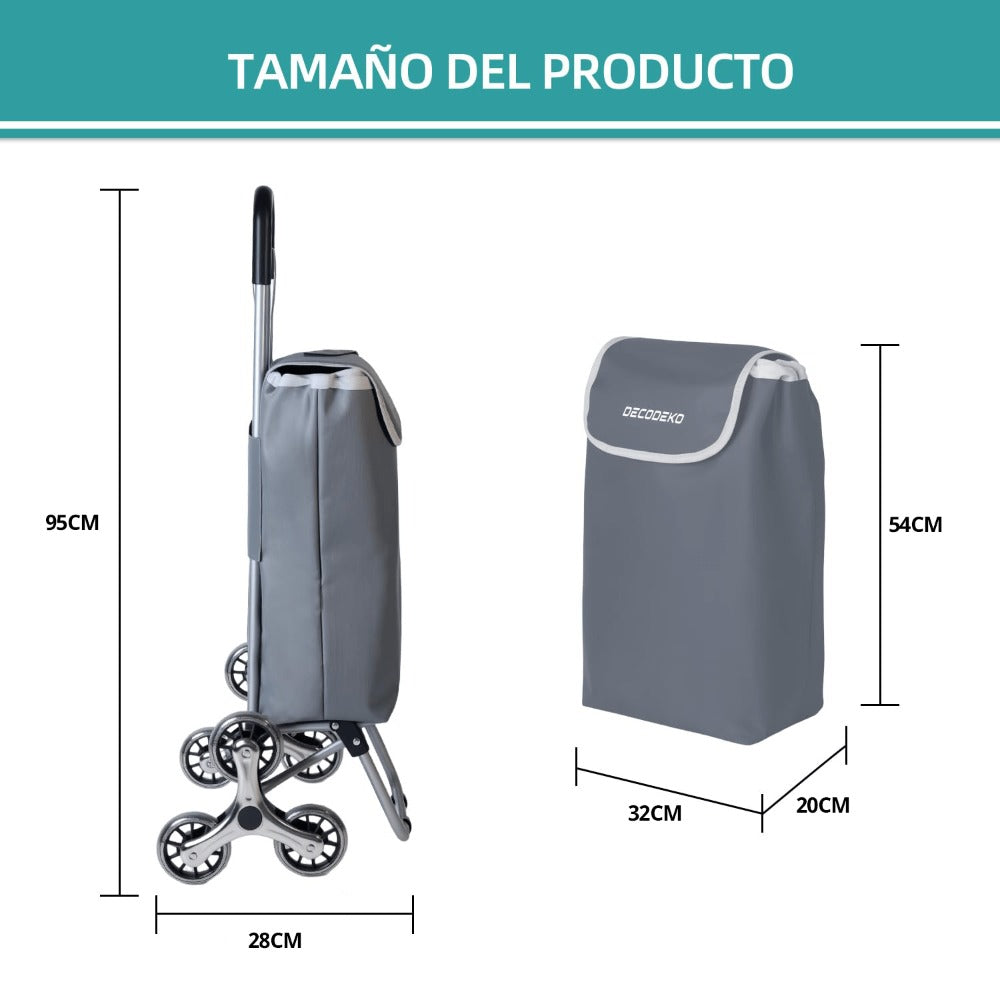 Carrito Compra Plegable de Aluminio, Carro de la compra plegable, tela Oxford bolsa,bolsa de la compra extraíble con ruedas,Carro de la Compra 6 Ruedas con Bolsa Oxford Desmontable, 95x41x28 cm, 34.6L.