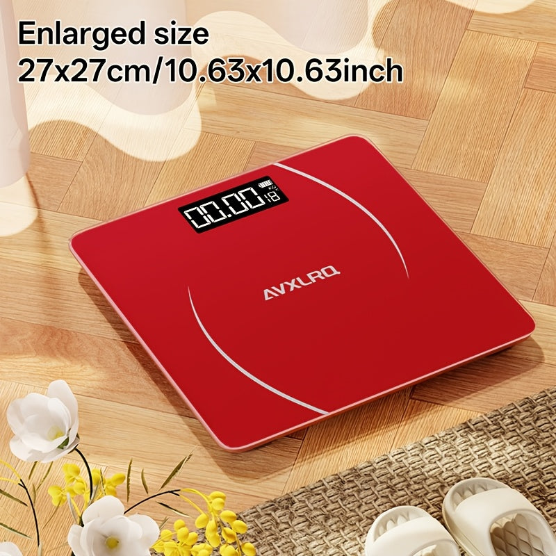 Báscula de baño de alta precisión, báscula electrónica de cuerpo con pantalla LCD ultradelgada con visualización de temperatura, inicio automático al pesar, pesaje hasta 180 kg, cambio de unidad LB/KG, diseño de plataforma de vidrio templado antideslizant