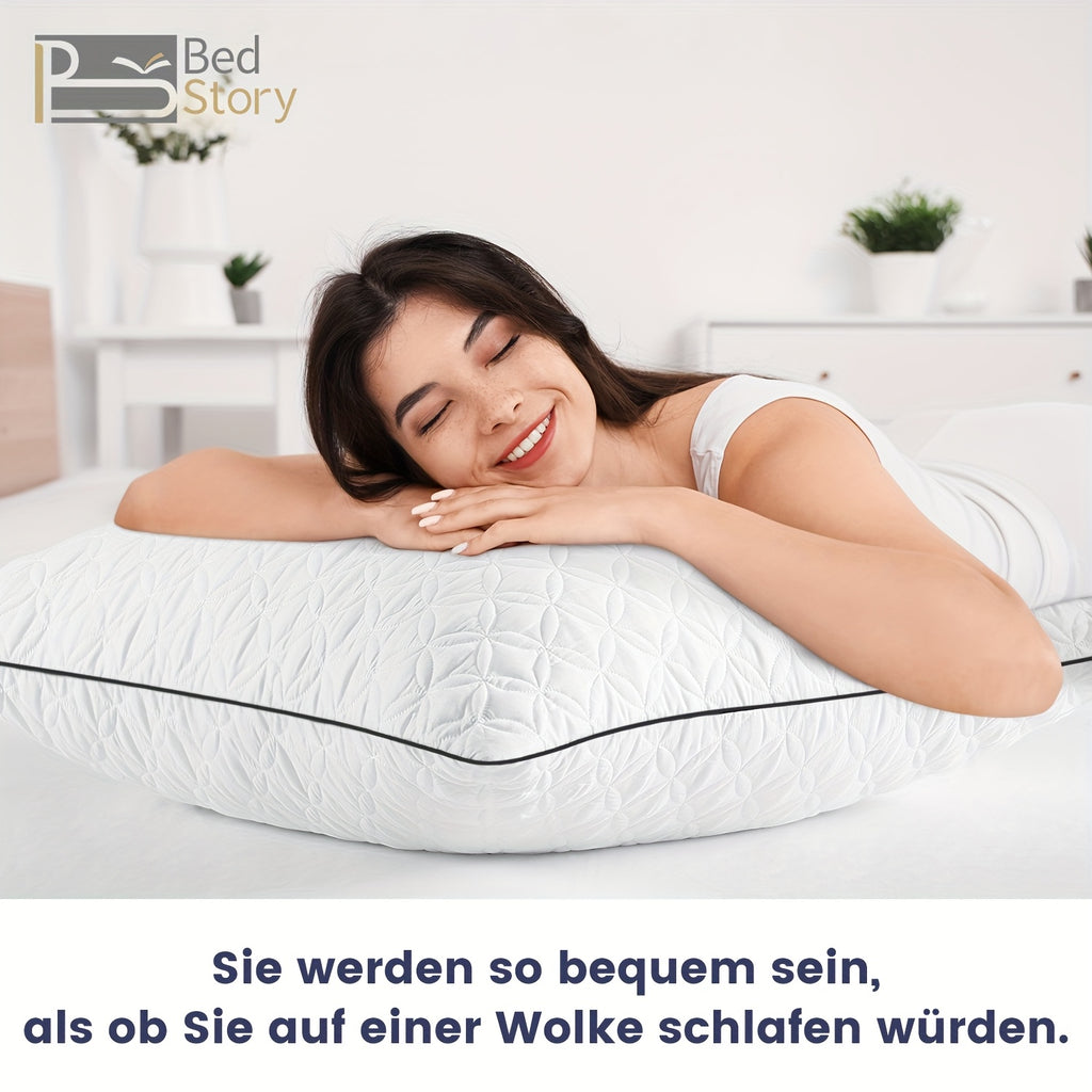 Almohadas para dormir 2 Pack 80×80CM, Almohadas para dormir de lado y de espalda, Almohadas super suaves rellenas de microfibra alternativa a la pluma