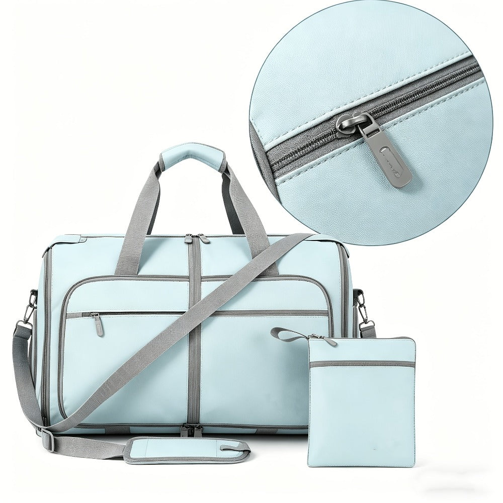 Funda de ropa de viaje colgante convertible con compartimento para zapatos y maleta de alta calidad, adecuada para guardar vestidos sin arrugas, bolso de mano portátil para pernoctar con almacenamiento para zapatos, colgante para vestidos, trajes, transpo