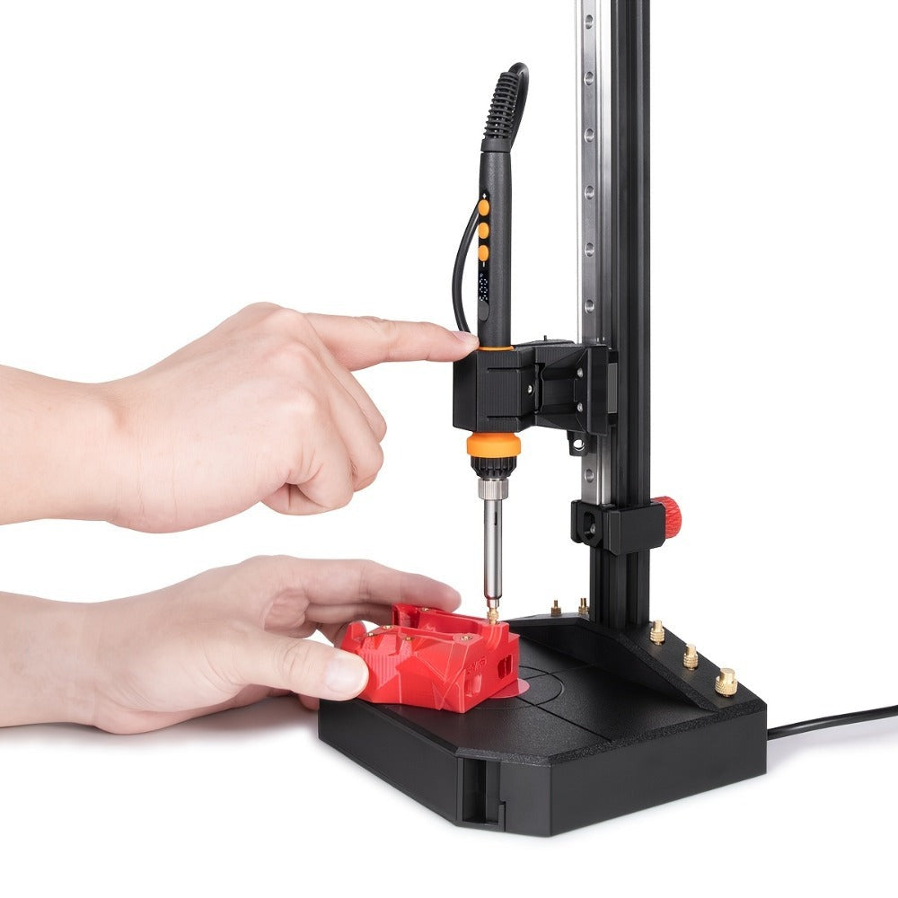 Máquina de prensado de inserción termoestable vertical Mintion con soldadura de 90W, punta termoestable M2-M8, 30 insertos de rosca de tuerca para piezas impresas en 3D