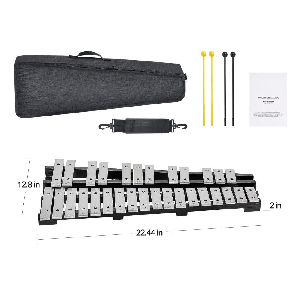 VEVOR 30 Notas Glockenspiel Xilófono Kit de Campanas, Instrumento de Percusión con Mazos, Baquetas y Bolso de Transporte, Set de Instrumento de Percusión Xilófono Glockenspiel Profesional
