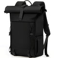 RAINSMORE Mochila Rolltop para Mujeres y Hombres, Mochila Portátil 43.18 cm, Gran Mochila de Viaje, Mochila de Senderismo Negra, Talla L