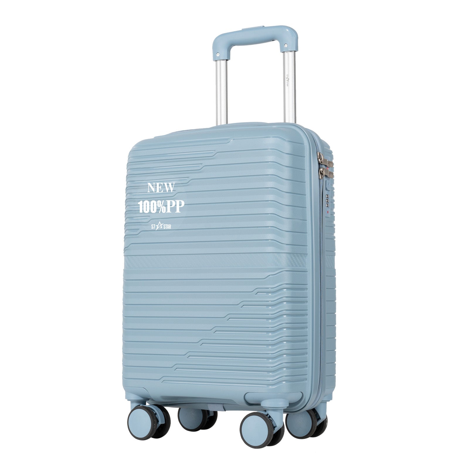 Maleta de Cabina PP de 18 Pulgadas con TSA, Ruedas Giratorias 360° y Mango Elástico - Resistente a la Presión para Viajes, 6 Colores (///) - Apto para Avión