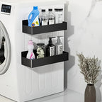 2 Piezas de Cestas de Almacenamiento Magnéticas Grandes de Plástico, Soporte Magnético para Especias, Sin Necesidad de Taladrar o Pegar, Estante Extraíble, Adecuado para Refrigerador, Microondas y Lavadora
