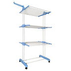 Tendedero Ropa Plegable Vertical XXL Nyana Home Ruedas Pivotantes 360º Multifuncional 4 Niveles y Alas Plegables Hasta 20 Metros de Secado Secadora de Ropa Tendedero de Ropa Tendal Exteriores Interiores Alas Laterales Plegables