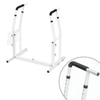 Soporte de baño móvil, ayuda de pie, ajustable en altura, con cesta de almacenamiento, barra de sujeción de baño, blanco