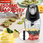 PANCERKA 1500ML Procesador de Alimentos Eléctrico con Picadora de Carne, Picadora, Batidora de Huevos y 6 Cuchillas, para Carne, Batidos, Verduras, Puré, Frutas, Ajo, Grande/Pequeño