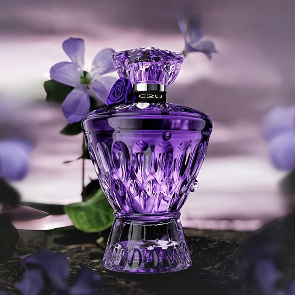 Indúlgate en el lujoso aroma del perfume Amethyst Lady, inspirado en joyas, presentado en una botella de vidrio púrpura - Con un aroma de esmeralda creada, 75ml/2.55oz, aroma floral fresco de larga duración, el regalo perfecto para las fiestas