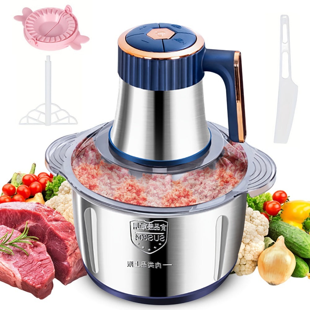 Picadoras de carne eléctricas de 5L, trituradora de alimentos 6S, procesador multifuncional de acero inoxidable para rebanar y picar verduras, electrodomésticos de cocina