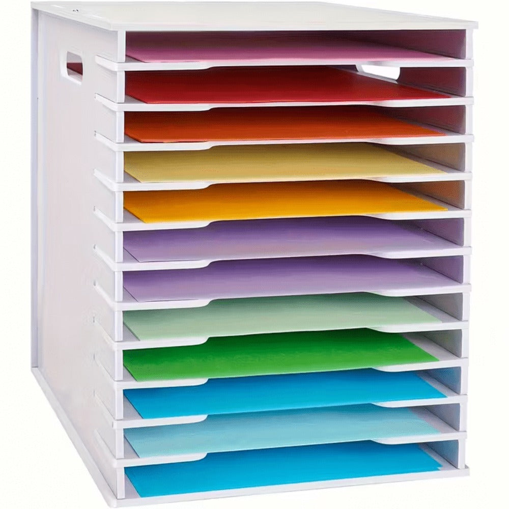 Organizador de papel para álbumes de recortes de varios tamaños, carpeta de almacenamiento clasificadora de archivos de 12 niveles, estante de escritorio para papel de scrapbooking, apto para oficina en casa, tamaño grande/mediano/pequeño, almacenamiento