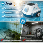 INSE Y10 Limpiador Robótico de Piscinas, Operación Sencilla, Potente Rendimiento de Limpieza, Fuerte Succión con Doble Entrada de Succión, 5200Mah, 42000Pa, Cesta de Filtro de 2.6L, Batería de Larga Duración, Estacionamiento Automático a lo Largo de la Pa