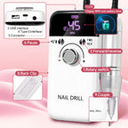 Set de Torno Eléctrico Profesional para Uñas, 45000 RPM, Herramienta Recargable USB Portátil para Uñas Artísticas, Adecuado para Uñas de Cristal, Uñas de Gel, Herramientas de Pulido para Manicura, Herramientas de Modelado para Manicura, Suministros para T