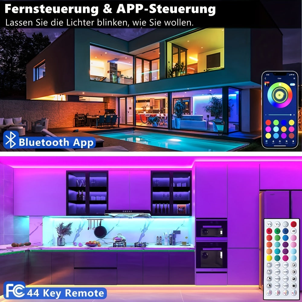 Tira LED | Tiras de luces LED inteligentes de 10M/15M/20M/30M con control remoto de 44 teclas, sincronización de música RGB y cambio de color, 20