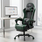 Silla Gaming con Masaje Lumbar Incorporado, Diseño Ergonómico Soporte Lumbar Ajustable y Reposacabezas, Silla de Computadora Giratoria de 360 Grados Reclinable para Oficina, Ideal para Juegos/Trabajo de Larga Duración