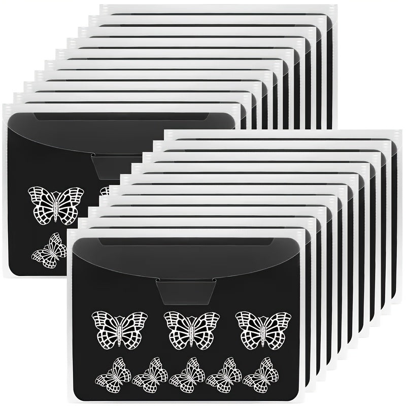 Bolsas de almacenamiento para 50/100 sellos y moldes con láminas magnéticas de goma, con una grosor de 0.5 mm. Estos sobres transparentes, que miden 19 x 14 cm, son ideales para organizar artículos hechos a mano y son perfectos para manualidades y artes.