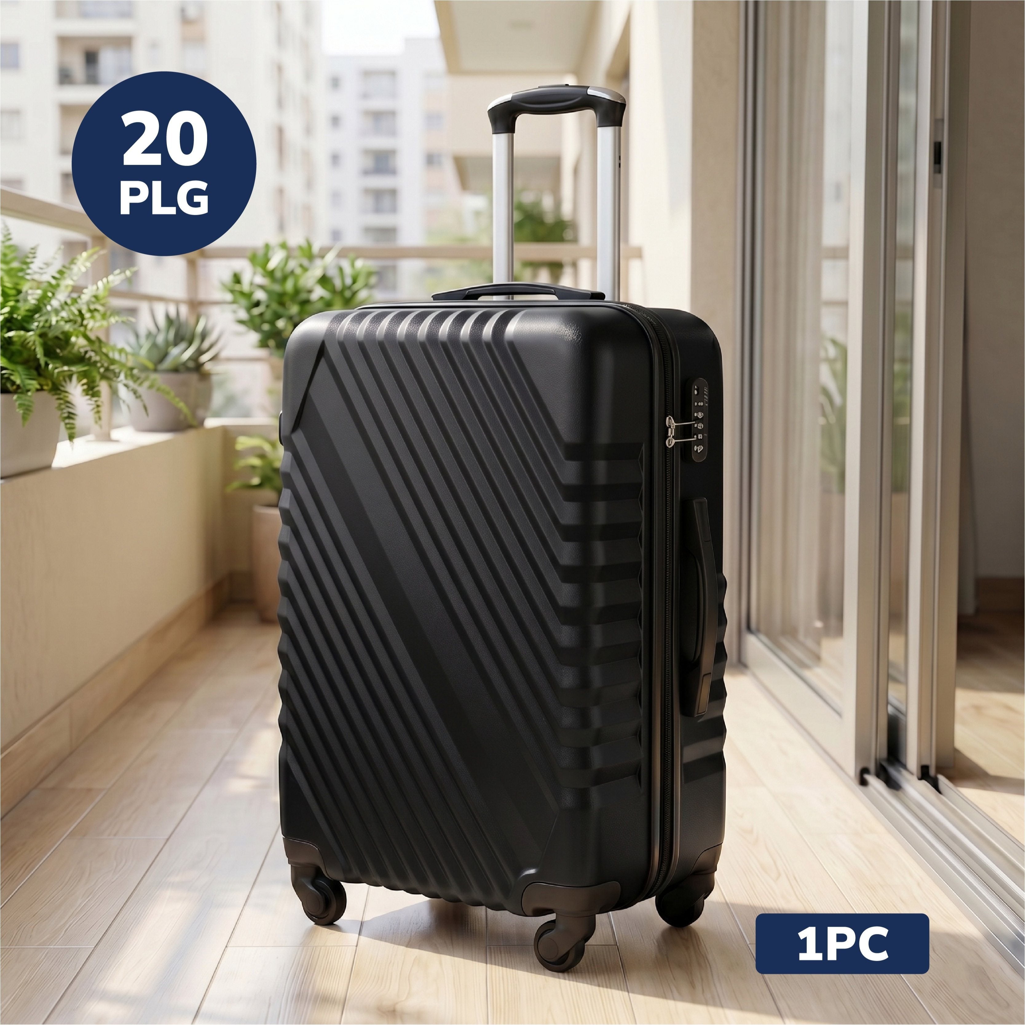 Maleta de 20 Pulgadas, Carcasa Ligera de ABS, Cerradura Numérica, 4 Ruedas Giratorias 360°, Asa Telescópica de Aluminio, Varilla Regular / Ancha