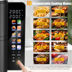 Freidora de Aire de 11L con Ventana de Fácil Visualización, Cajones Verticales Dobles, Cocción en 4 Niveles, Capacidad XXL - 2 Cestas de 5.5L, 2 Cajones y 2 Rejillas, Ahorro de Espacio, 10 Funciones, Sincronización y Compatibilidad, Libre de PFAS, 2800W