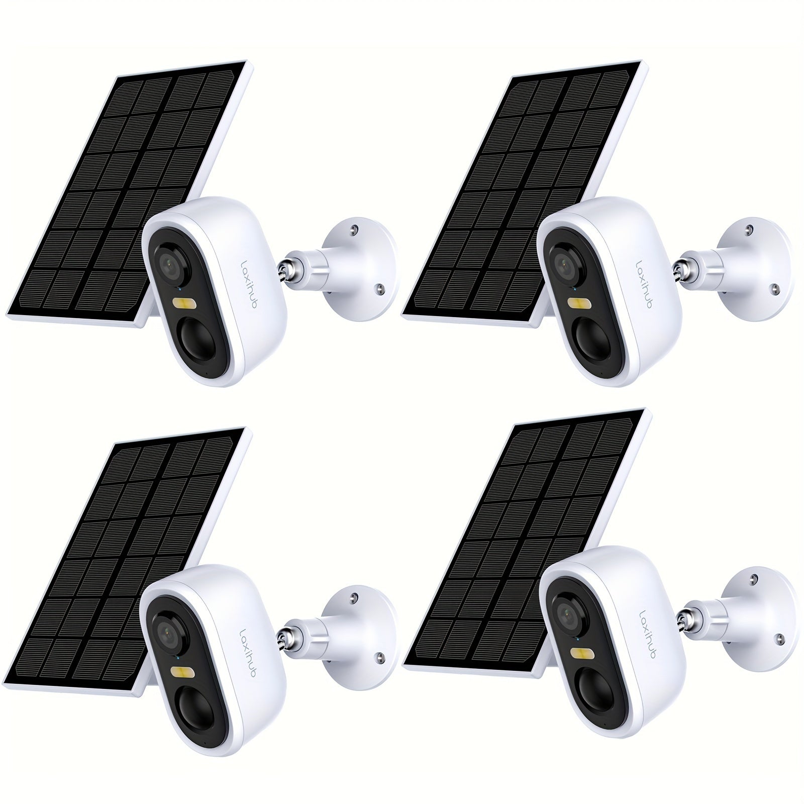 4pcs LaxiHub Cámara de Seguridad Inalámbrica FHD, Cámara Wi-Fi para Exteriores, Rastreo de Movimiento con IA, IP65, Visión Nocturna en Color, Audio Bidireccional para Seguridad de Bebés y Mascotas, Acceso Remoto por App, Almacenamiento en SD/Nube