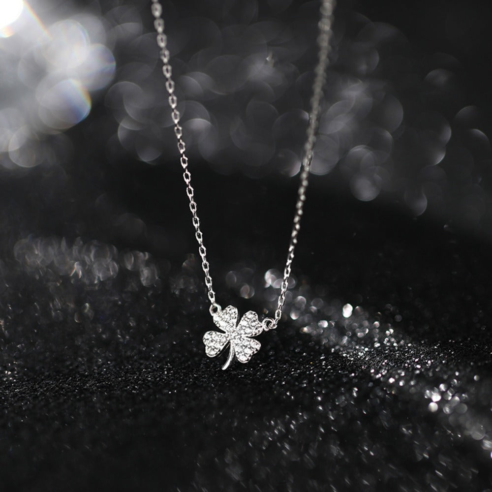 Cadena de Plata 925 para Mujeres con Colgante de Trébol de Cuatro Hojas, Longitud Ajustable de 40 a 60 cm, Cadena Duradera y Resistente como Amuleto de la Suerte, Regalo para Mujeres en San Valentín o Cumpleaños
