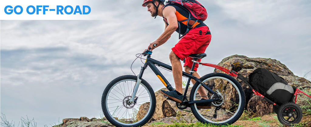 Remolque de carga para bicicleta, remolque 2 en 1 para bicicleta, carrito de compras, carretilla, marco de acero de aleación, ligero y plegable con neumáticos de aire de 30 cm, capacidad de carga de 20 kg