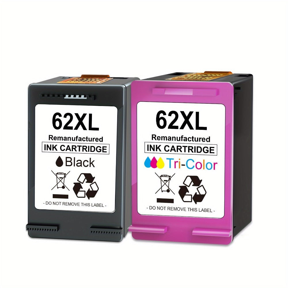 Paquete de 2 cartuchos de tinta compatibles 62XL 62 XL para impresoras HP 62, compatibles con Envy 5540 5544 5545 5548 5640 5646 7640 Officejet 200 5740 5742 5744 (Color Negro)