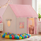 Tienda de campaña estilo casa a cuadros rosa y blanco - Casa de juegos extra grande para interiores y exteriores para niños | Se pliega para un fácil almacenamiento | Casa a cuadros rosa grande | Regalo perfecto para vacaciones y cumpleaños para niños y n