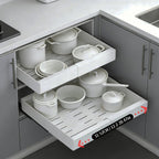 Organizador de gabinete extraíble y expandible de alta resistencia, con 3 rieles silenciosos, ancho ajustable (30.99 cm - 51.99 cm), apto para gabinetes de cocina, estantes extraíbles de gabinete