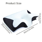 Almohada Ergonómica para Cuello para Personas que Duermen de Lado, Boca Arriba y Boca Abajo - Diseño Contorneado, Soporte Suave pero Firme, Negro con Relajación de Hombros Texturizada Blanca, Construcción Sólida, Soporte Cómodo para el Cuello | Reposacabe