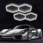 Paquete de 5/8 Lámparas de Techo LED Hexagonales - 280W 33600LM Ultra Brillantes Blanco Frío 6500K, Iluminación Exterior Moderna para Garaje, Taller, Estudio, Tienda de Detallado Automotriz - Duración Estimada, Fácil Instalación, Montaje