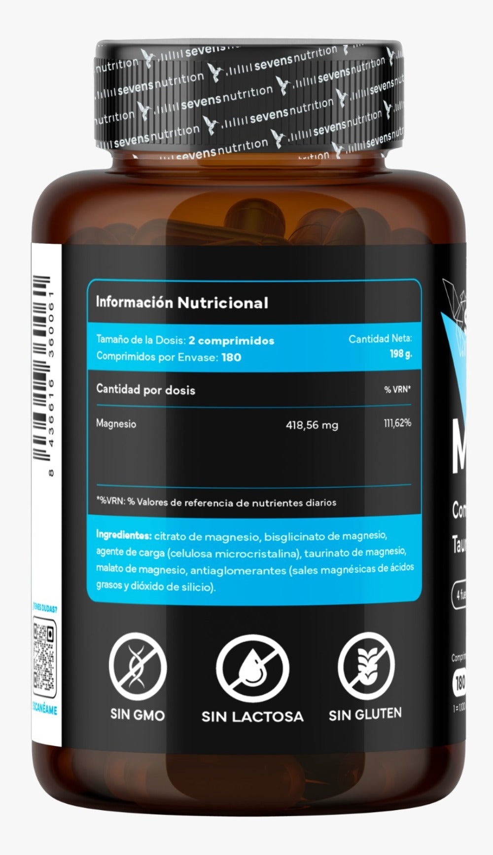 Pack 2x Magnesio Complex 4 en 1 - Con Citrato, Bisglicinato, Malato y Taurato – Sevens Nutrition