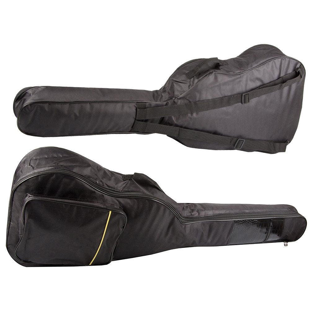 Funda Clásica para Guitarra Acústica, Estuche Rígido Negro con Bolsillos, Correas Ajustables y Asa para Transporte, Material Sólido Grueso Protector Resistente a las Condiciones Climáticas, Estuche con Bolsillo Adicional para Partituras A4 y Bolsillo para