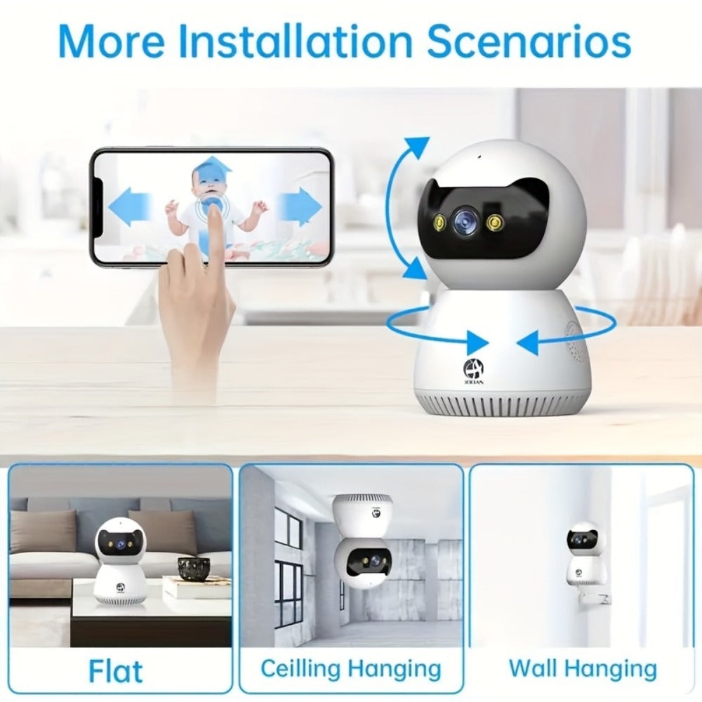 Cámara inteligente PTZ de interior JOOAN, visión nocturna a todo color + seguimiento automático + WiFi de doble banda 5G, alarma de sonido y luz + detección de movimiento + advertencia de voz, almacenamiento en la nube + reproducción de tarjeta, adecuada