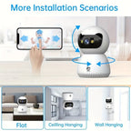 Cámara inteligente PTZ de interior JOOAN, visión nocturna a todo color + seguimiento automático + WiFi de doble banda 5G, alarma de sonido y luz + detección de movimiento + advertencia de voz, almacenamiento en la nube + reproducción de tarjeta, adecuada