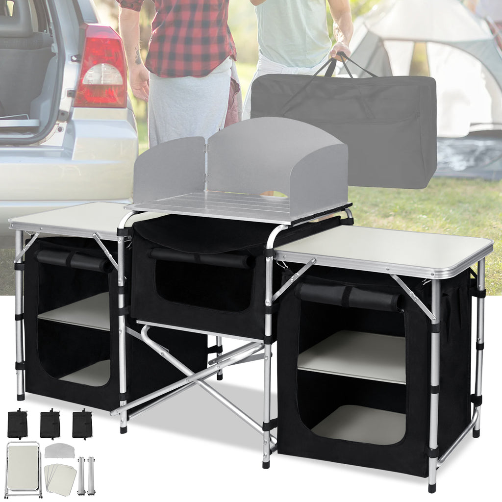 Cocina de Camping Plegable con Marco de Aluminio y Bolsa de Transporte, Gabinete Móvil para Exteriores, Cocina de Viaje, Caja de Cocina, Gabinete para Tienda de Campaña