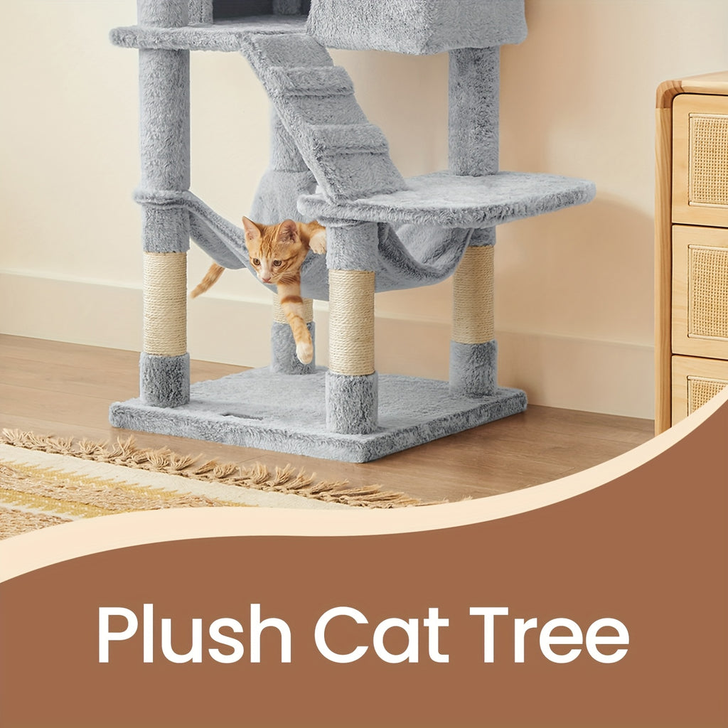 Rascador para gatos | Torre para Gatos de Múltiples Niveles con Percha Ultra-Suave y Juguetes Colgantes, Escondites Cerrados & Postes Rascadores