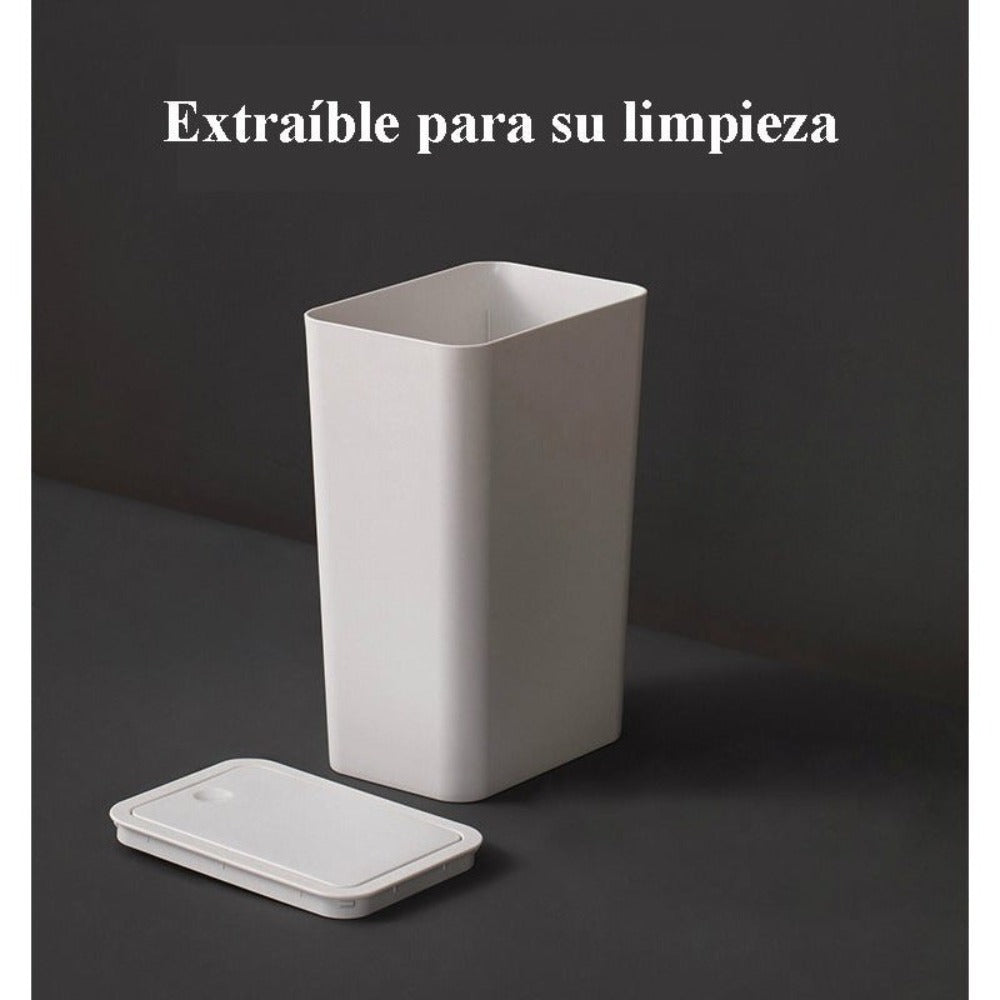 Bote de basura para baño con tapa, 10L / 15L de Capacidad - pequeño cubo de basura con tapa desplegable, Cubo Basura para Oficina, Habitacion, Cocina - Negro/Blanco/Gris