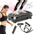 Plataforma de vibración inteligente con ajuste de 99 posiciones, masaje electromagnético y almohadilla Shiatsu para pies | Música USB, banda de resistencia | Plataforma de adelgazamiento silenciosa para pérdida de peso, escultura muscular, entrenamientos