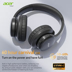 Auriculares Bluetooth | Auriculares inalámbricos supraaurales Acer Ohr559, sonido estéreo de alta fidelidad de baja frecuencia, reducción de