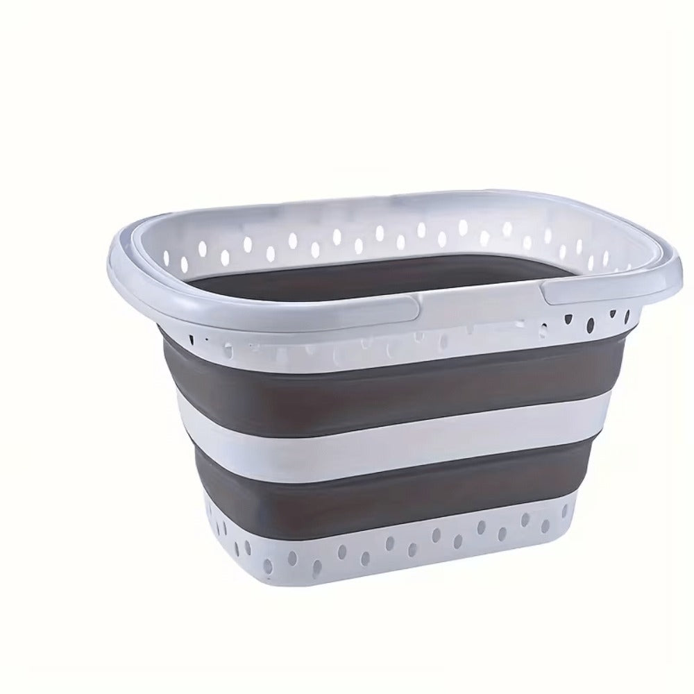 Cesto de lavandería retráctil y plegable con asas - 45 litros - Blanco Gris
