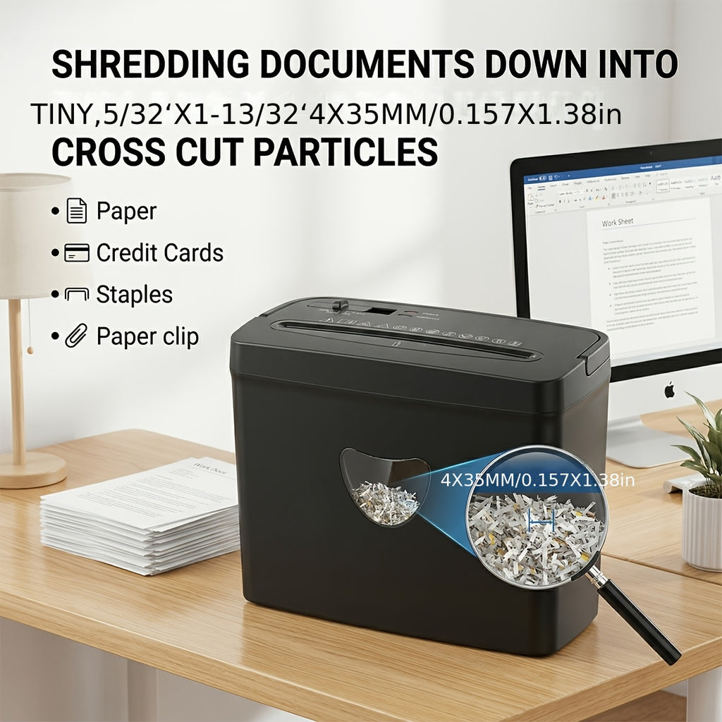 Trituradora de papel | Destrozadora de papel doméstica para protección de la privacidad familiar, corte cruzado de 5 hojas, destruye tarjetas de