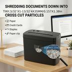 Trituradora de papel | Destrozadora de papel doméstica para protección de la privacidad familiar, corte cruzado de 5 hojas, destruye tarjetas de
