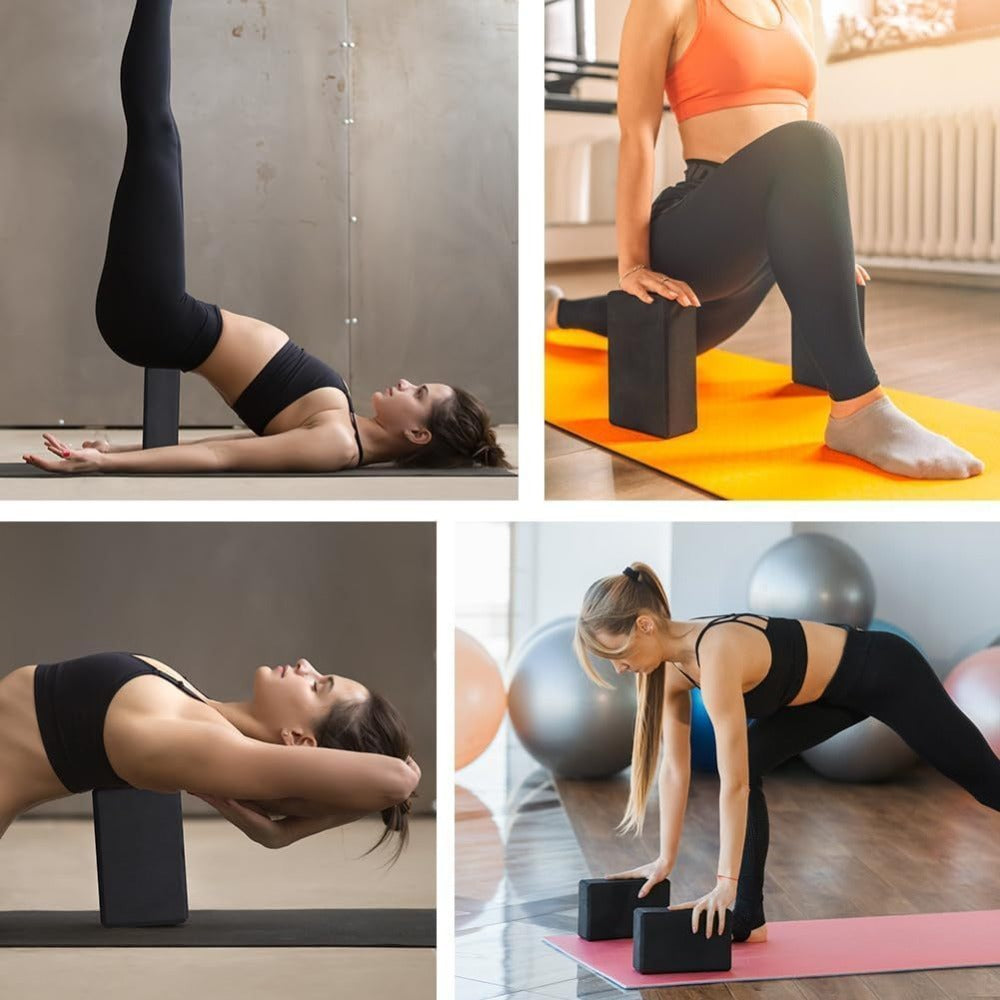4pc - Bloque de yoga de alta densidad - ladrillo de soporte sólido de yoga negro / Rosa / verde / morado / negro, ladrillo de yoga universal para hombres y mujeres, ladrillo de yoga ligero de 500g, adecuado para fitness, baile, estiramiento, peso ligero,