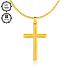 Este elegante y moderno collar con colgante para hombre está hecho de plata 925 y plateado con oro de 18K. Incluye una cadena tipo caja y un colgante de cruz tridimensional.